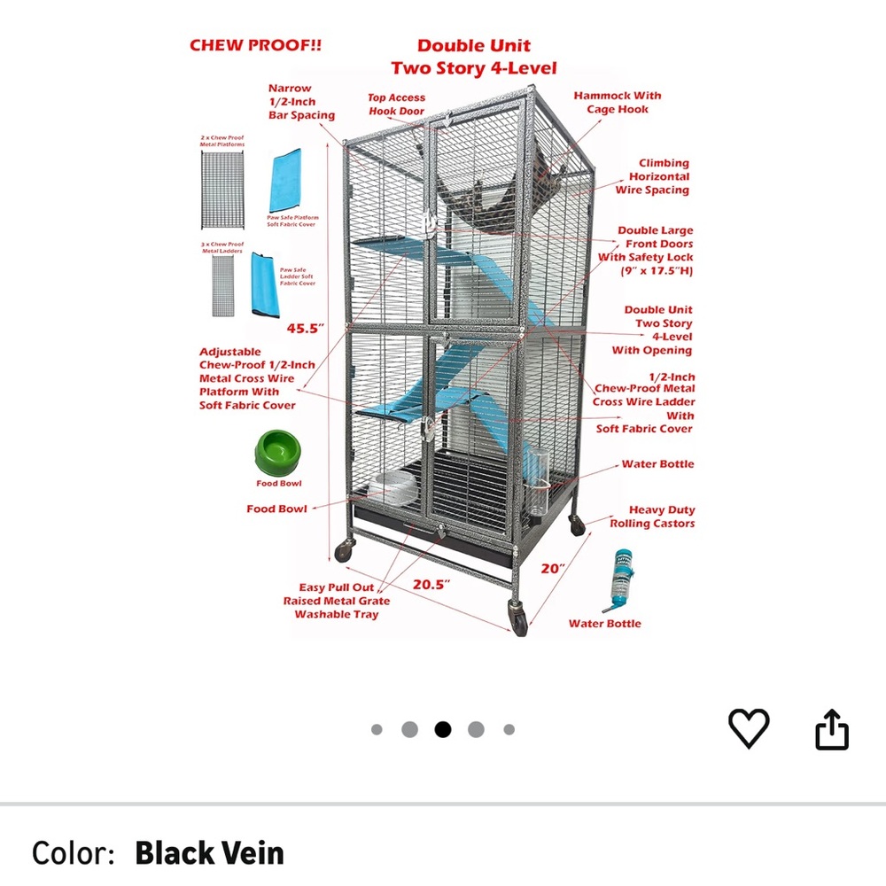 Two-Story Metal Pet Cage with Ramps